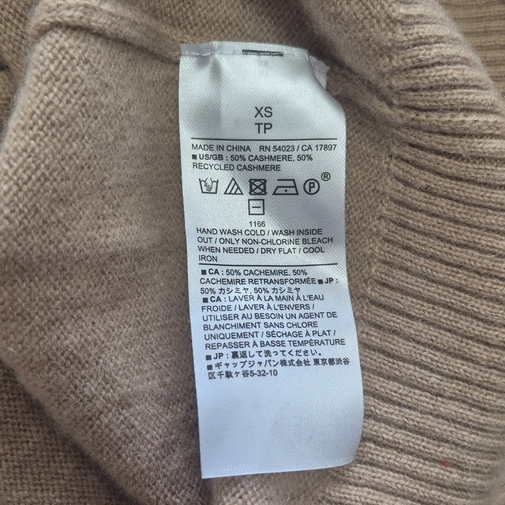 Banana Republic Women's Tan Cashmere Crew Neck Sweater Size XS, Classic Luxury - Picture 9 of 9